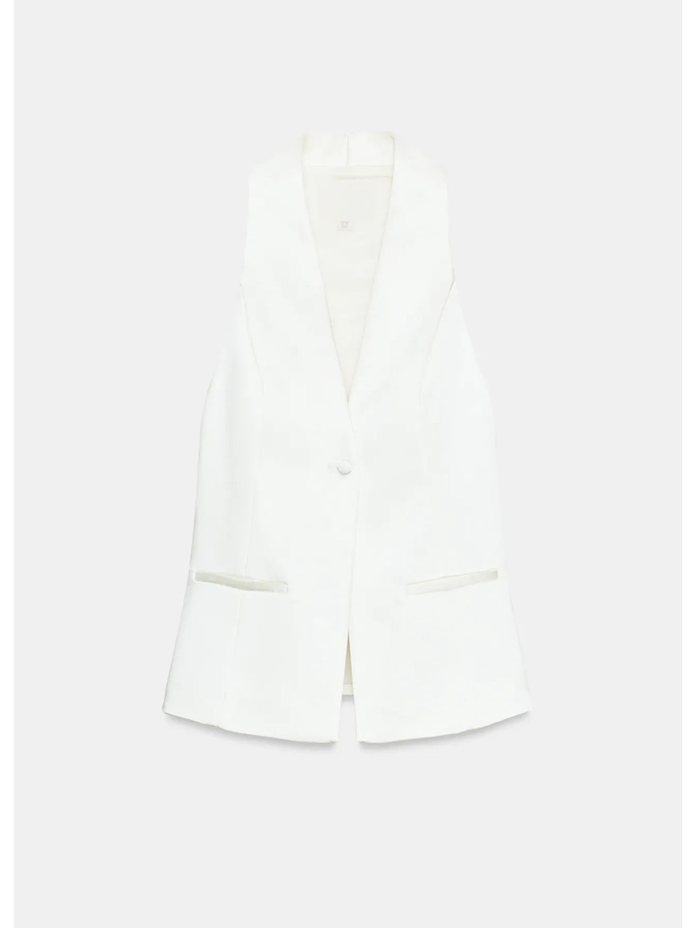 Zara White Tailored Sleeveless Satin Tuxedo Waistcoat